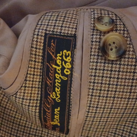 Milano Fashions Mens Custom-Made Jacket/Blazer Tan/Brown Plaid Single Breasted - Picture 6 of 8